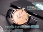 High Quality Replica Rado Pink Dial Black Leather Strap  Automatic Watch